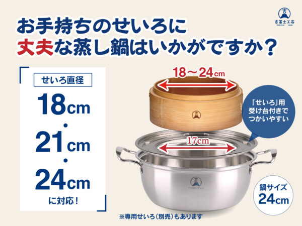 せいろ用蒸し鍋（蒸し板付き） - 画像 (3)